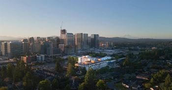 Lux apartments downtown view at dusk